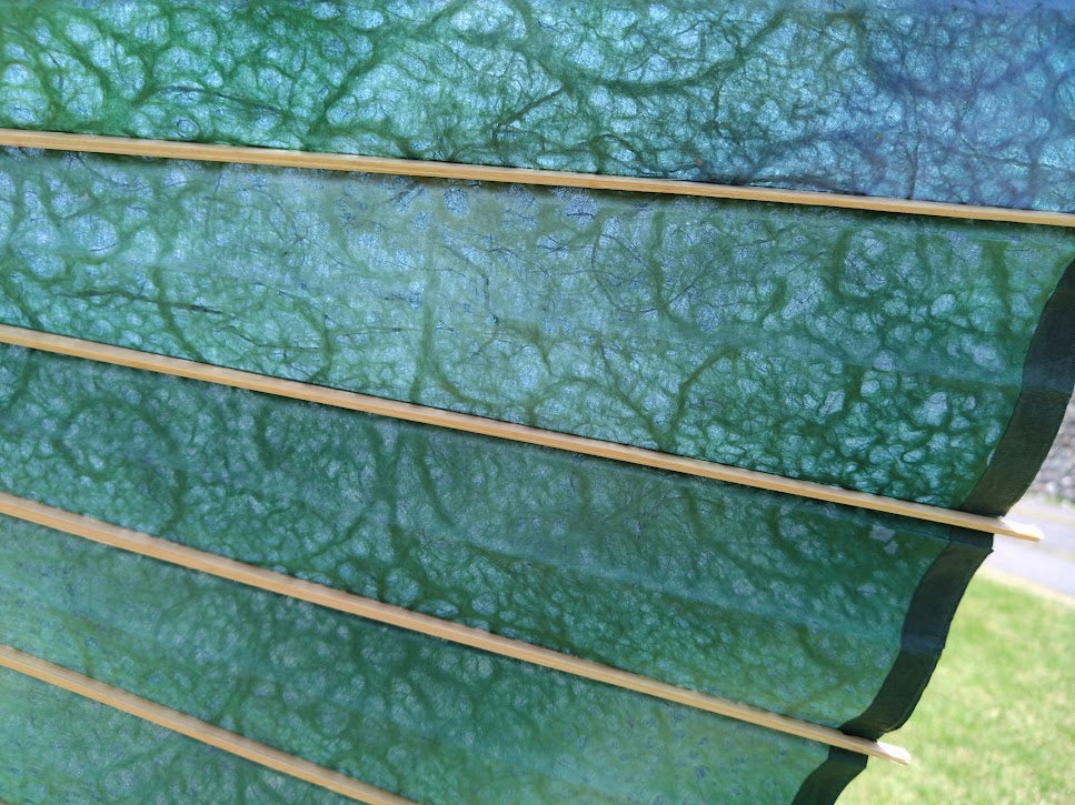 Japanese parasol, double layered, navy blue background with floral arabesque pattern