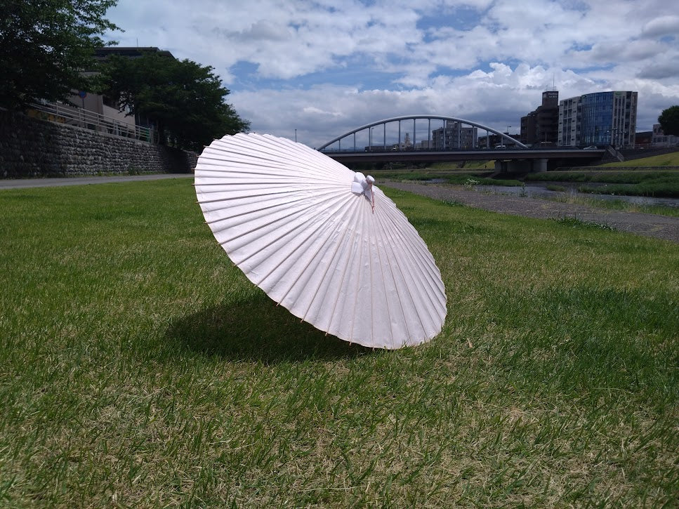 Japanese parasol with double layer pink hemp leaf pattern