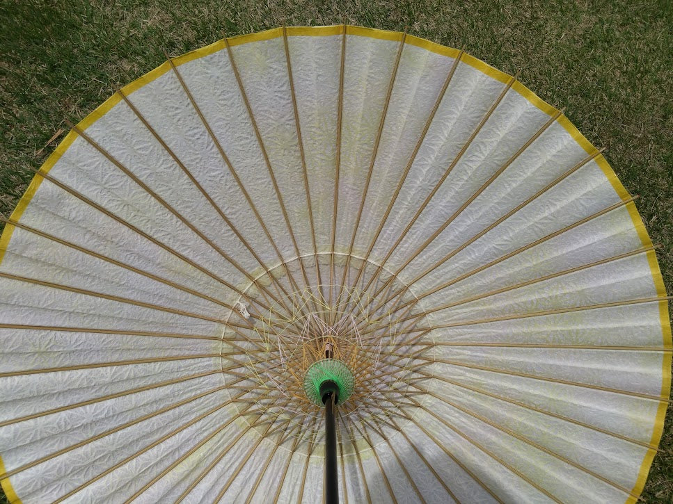 Japanese parasol with double layer pink hemp leaf pattern