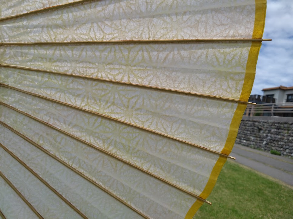 Japanese parasol with double layer pink hemp leaf pattern