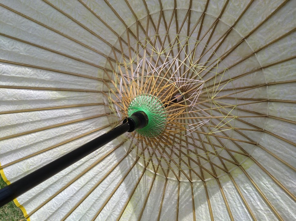 Japanese parasol with double layer pink hemp leaf pattern