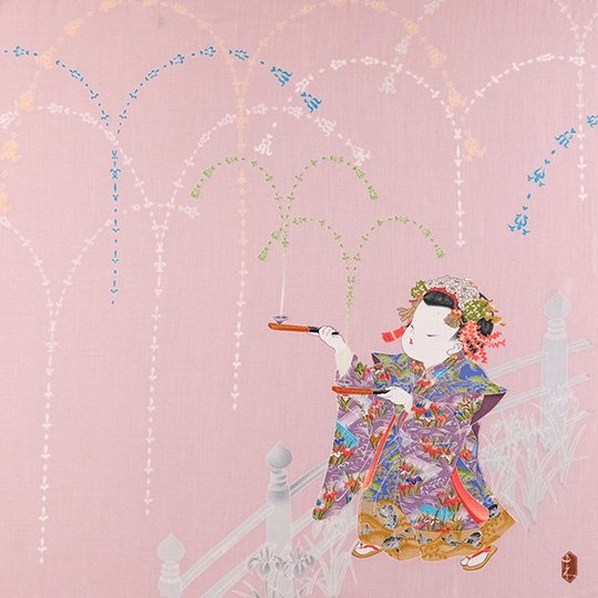 Kaga Yuzen Handkerchief by Toku Yusui, Water Art