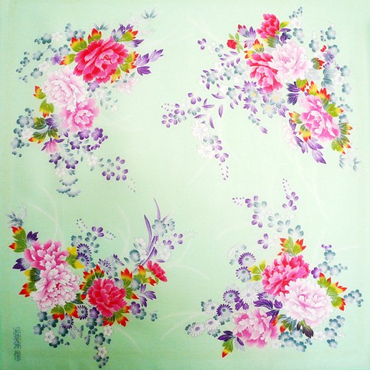 Kaga Yuzen Handkerchief Peony