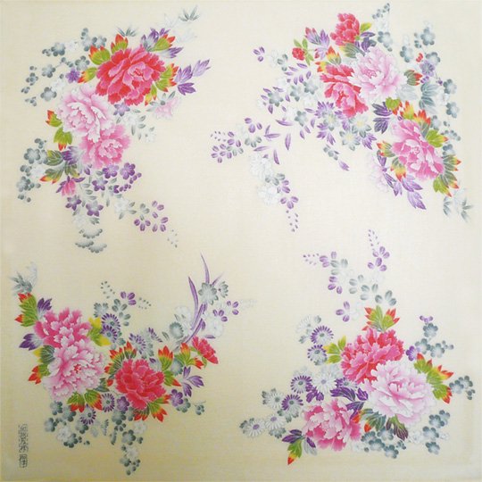 Kaga Yuzen Handkerchief Peony