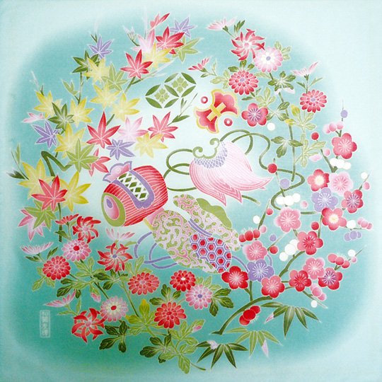 Kaga Yuzen Handkerchief Full of Treasures