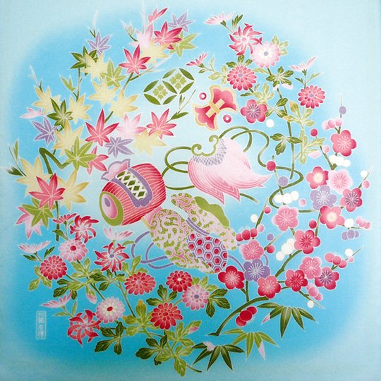 Kaga Yuzen Handkerchief Full of Treasures