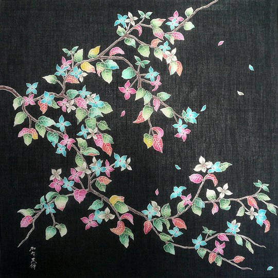 Kaga Yuzen Handkerchief Kousa Dogwood