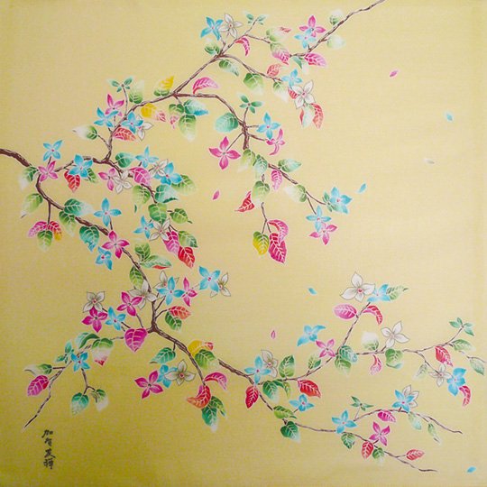 Kaga Yuzen Handkerchief Kousa Dogwood