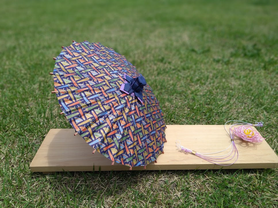 Navy blue Japanese umbrella pattern