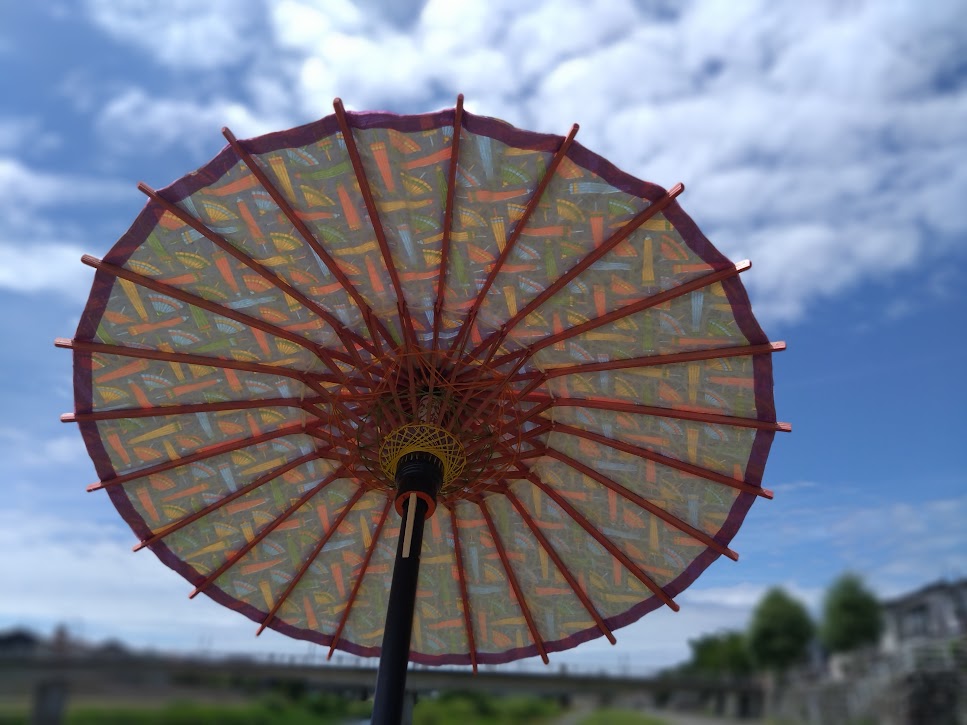 Navy blue Japanese umbrella pattern