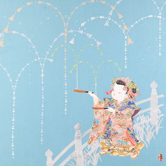 Kaga Yuzen Handkerchief by Toku Yusui, Water Art